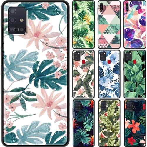 Cover for Samsung Galaxy A32 A52 A72 4G A12 A21S A51 A71 Phone Case A01 A31 A41 A02S 5G Luxury Shell Banana Retro Leaves Flower