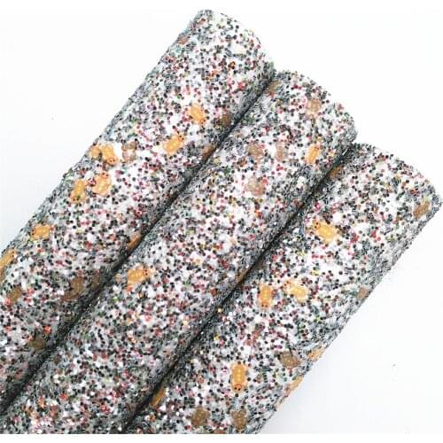 Gingerbread Men Chunky Glitter Vinyl Fabric Sheet Felt Backing Synthetic Leather Faux Vinil DIY A4 SIZE R071B