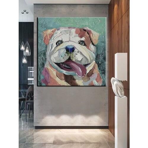 100% Handpainted Personality Cute Dog Abstract Oil Painting Wall Art Home Decor Wall Pictures Modern On Canvas No Framed