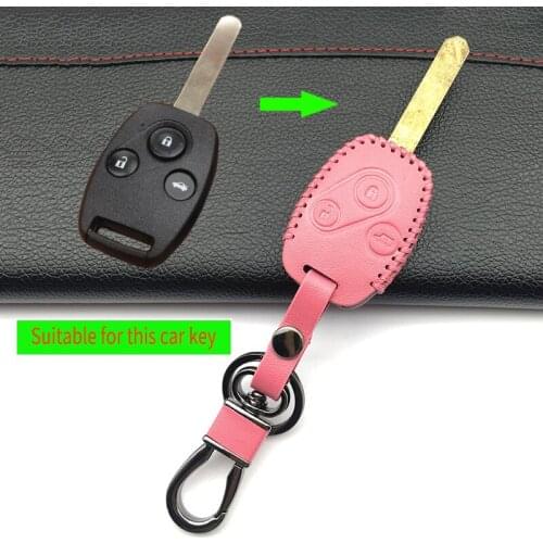 Classic design handmade 100% leather car key case for Honda cr-v fit honda accord civic pilot 3 buttons remote starline a91
