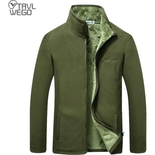 TRVLWEGO Mens Polar Fleece Hiking Jacket Men Spring Warm Outdoor Sports Windproof Coats Autumn Male Trekking Camping Jackets