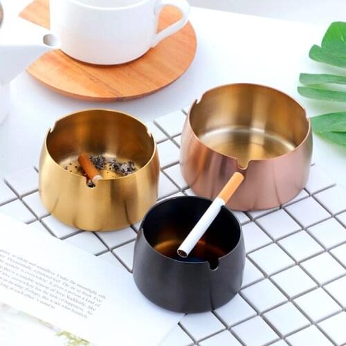 Stainless Steel Ashtray Restaurant Bar Household Cigarette Saucer Round Windproof Smoking Set Colored Metal Ashtray