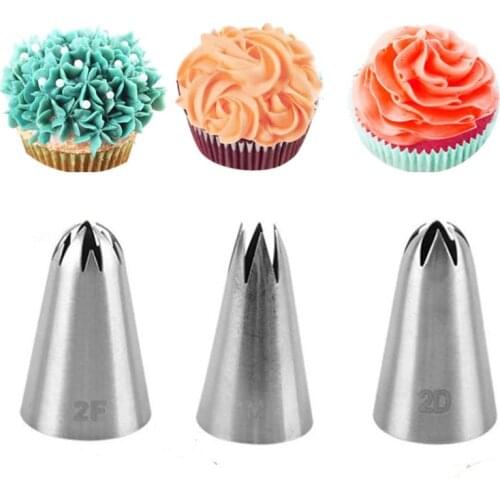 3pcs/set Rose Pastry Nozzles Cake Decorating Tools Flower Icing Piping Nozzle Cream Cupcake Tips Baking Accessories #1M 2D 2F