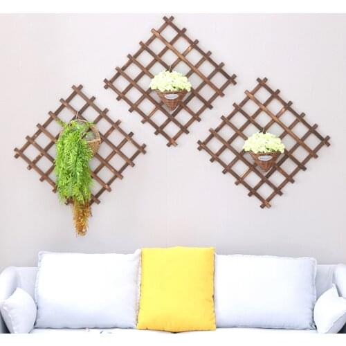 35cm Wall Wood Fence Wooden Lattice Square Anti-corrosive Wall-mounted Trellis Wall-mounted Flower Stand Balcony Flower Stand