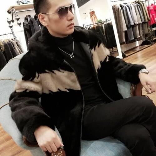 Real Fur Coat Plus Size Natural Mink Fur Coat Winter Jacket Men Real Shearling Outwear for Mens Clothing Veste Homme M001 YY740
