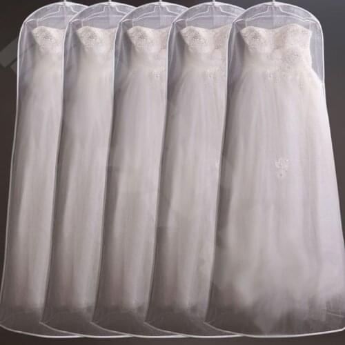 160cm Organdy Semi Transparent Wedding A-Line Dress Dustproof Cover Bride Gown Storage Bag Foldable Garment Clothes Case
