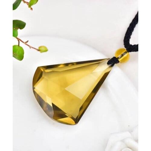 Natural topazstone carving Sector polyhedra Guardian Necklace Fashion Jewelry pendant Supernatural Amulet Knot Lucky