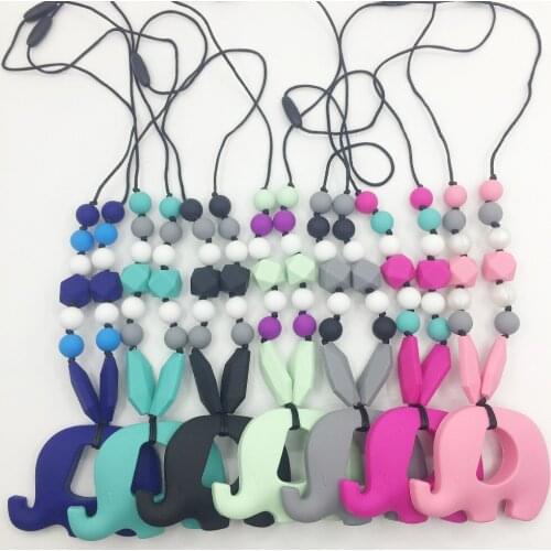 Hanging Elephant Teething Toy Fashion Silicone Chew Teething Necklace toy ,Elephant teething toy