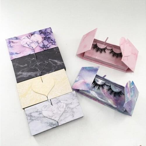 Custom Mink Lashes Packaging Marble Lash Case for 25mm 27mm Full Strip Eyelashes Empty Box