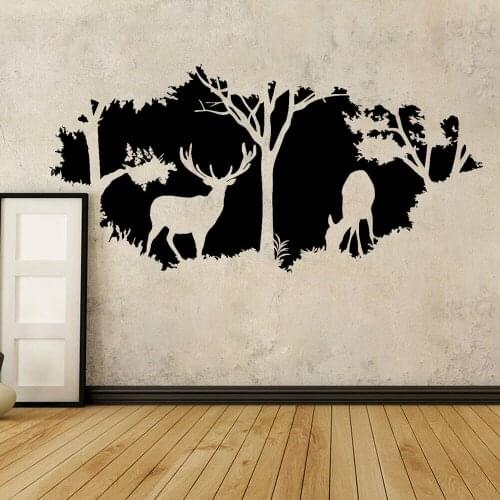 Nature Vinyl Wall Decal Deer Animal Trees Home Interior Decor Living Room Stickers Bedroom Wall Murals Decoration A246
