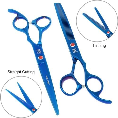 7" Professional Pet Trimming Scissors Japan 440C Dogs Cutting Thinning Shears Animals Grooming Tesouras Dog Hair Clippers B0026A