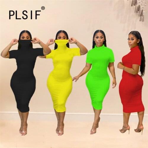 Simple Pure Color O Neck Short Sleeve Skinny Long Dress Sexy Tight Club Party Lady Fashion Sheath Dress