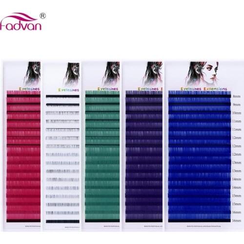 Color lashes 16 Rows Blue Purple Green Pink Color Eyelash Extension Individual Faux Mink False Eye Lashes Professional Salon