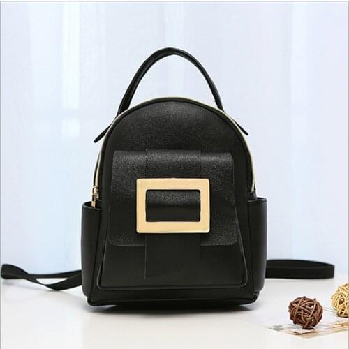 Womens Mini Backpack Graceful PU Leather Kawaii Backpack With Metal Buckle Cute Bagpack Small School Bags For Girls
