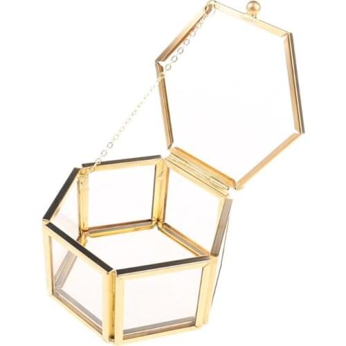 Geometrical Clear Glass Jewelry Box Jewelry Organize Holder Tabletop Succulent Plants Container Home Jewelry Storage T84A