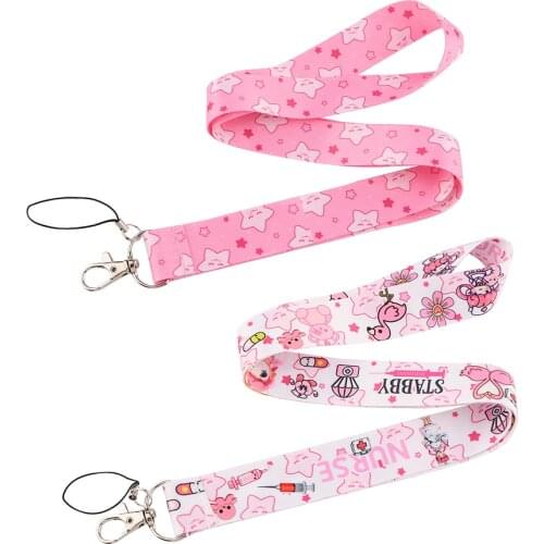JF1019 Pink Star Medical Doctor Nurse Lanyard Keychain Lanyards for Keys Badge ID Mobile Phone Rope Neck Straps Accessories Gift