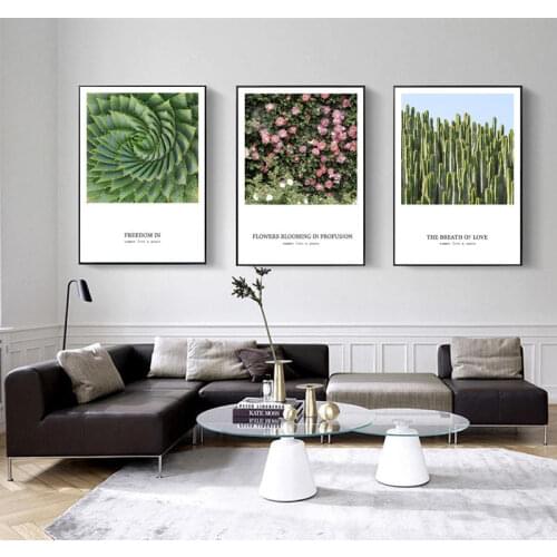 Nordic Cactus Green Leaves Succulents Happy Quote Canvas Paintings Scandinavian Wall Art Posters Prints Living Room Home Décor