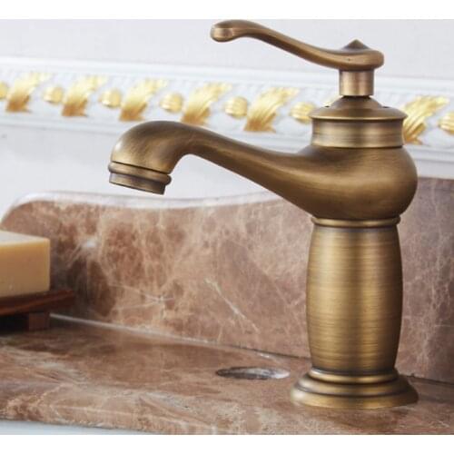 Bathroom Faucet Antique Bronze Finish Brass Basin Sink Solid Brass Faucets Single Handle Water Mixer Taps Bathroom Fixture