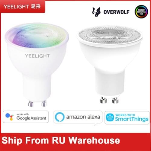 Yeelight GU10 Colorful/Dimmable Smart LED Bulb W1 Game Music Sync APP Voice Control Work Yeelight APP Google Assistant Alexa