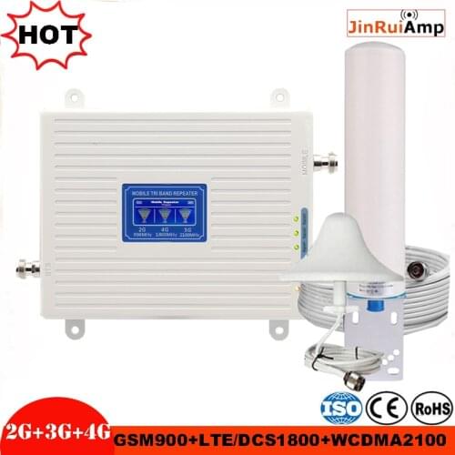 2G 3G 4G Tri Band Booster GSM 900+DCS/LTE 1800(B3)+UMTS/WCDMA 2100(B1) Mobile Signal Repeater gsm 900/1800/2100 Signal Amplifier