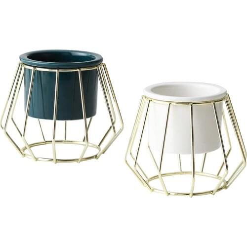 Nordic Styles Iron Line Flower Vase Retro Metal Plant Holder Modern Geometric Iron Vase Home Decor Table Flower Pot