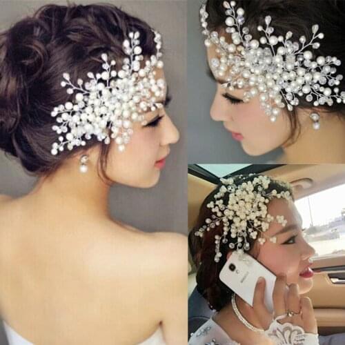 Whitney wang Luxury Rhinestone Faux Pearl Headband Tiara Hair Chain Headpiece Wedding Bridal Hairwear bridal hair accessories