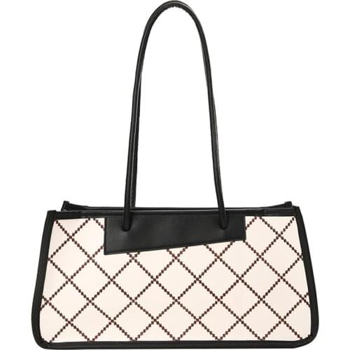 Ansloth Rhombus Lattice Tote Bag Large Capacity Shoulder Bag Rectangle Women Top Handle Bag Luxury Designer Handbag HPS1201