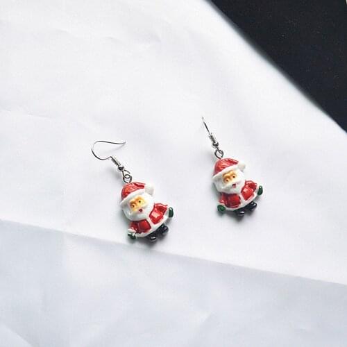 1 Pair Women Cute Cartioon Snowman Santa Claus Christmas Dangle Earrings Tree Bell Christmas Jewelry Girls Drop Earring