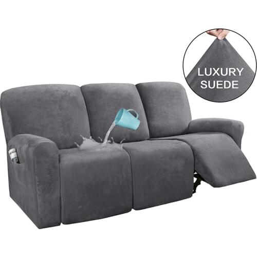 1 2 3 Seater Recliner Sofa Cover Elastic All-inclusive Massage Sofa Slipcover for Living Room Suede Lounger Armchair Couch Cover