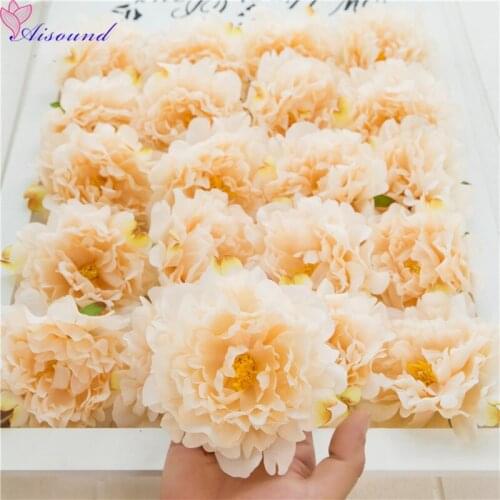 100PCS Artificial Silk Peony Flower For Wedding Decoration DIY Flower Wall Women&Girl Headwear Corsage Supplies Flori