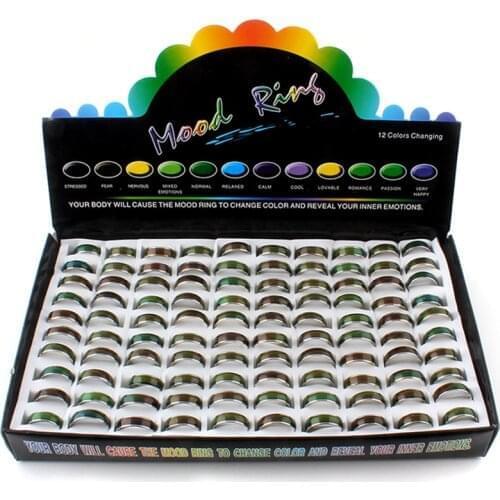100pcs Wholesale Change Color Mood Rings Temperature Changable Color Ring Free Shipping+Display box