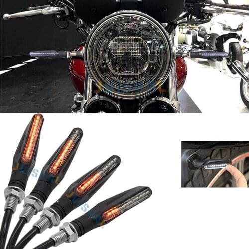 2018 Newest 4x Universal Flowing LED Turn Signal Indicators Blinker Flexible Bendable Amber Motorbike Light Motorcycle Lamp