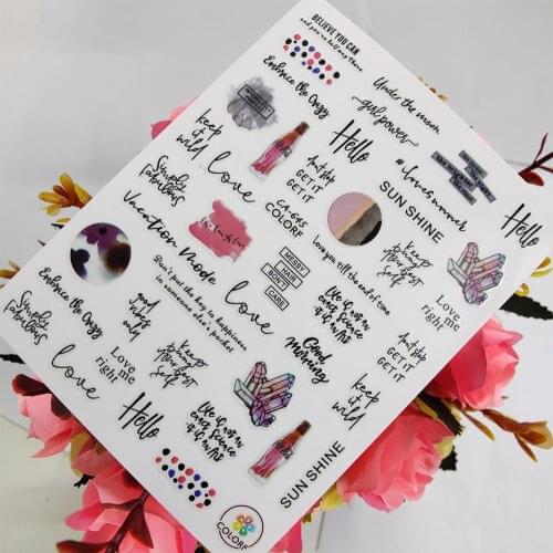 3D Nail stickers Art Letters Sun Shine Hello Love Design Sliders for Nails Foil Self Adhesive All for Manicure Accessories