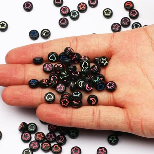 4*7mm Luminous Heart Acrylic Beads Round Flat Loose Spacer Beads For Jewelry Making Diy Handmade Bracelet Necklace Accessories
