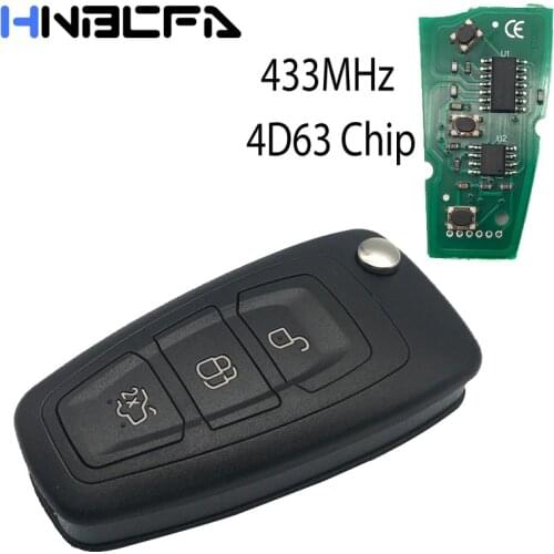 433Mhz 3 Buttons Replacement Flip Folding Remote Control Key For Ford Focus Fiesta 2013 with 4D63 Chip HU101 Blade