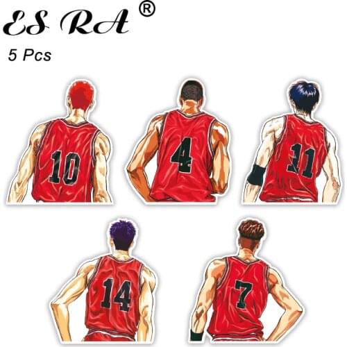 5 Pcs/Set Laptop Stickers for Boys Basketball Anime Decal Slam Dunk Pegatinas Glossy For Luggage Room Decorate Waterproof Vinyl