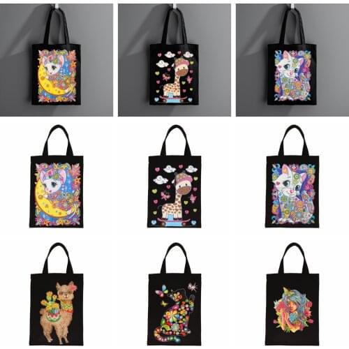Diamond Painting Handbag 5D DIY Eco-friendly Shopping Storage Bags cross stitch Home Foldable Craft Handbag Canva Bag Organizer