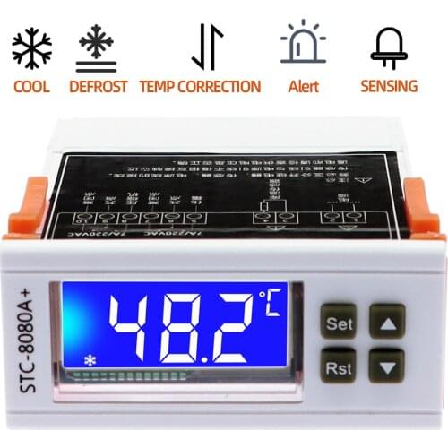 Digital Temperature Controller 12V/24V/220V STC-8080A+ Automatic Timing Defrost Intelligent Thermostat Alarm Function 40%off
