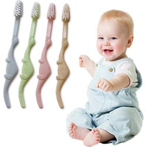 Baby Toothbrush Natural Wheat Straw Cartoon Toddler Children Newborn Oral Care