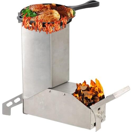 Outdoor Cooking Picnic BBQ Wood Burning Burner Garden Hiking Camping Stove Collapsible Stainless Steel Tent Fuel Furnace Burner