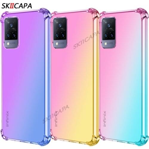 Gradient Rainbow Translucent Phone Case For Vivo V21 Case Airbag Shockproof Soft Silicon Back Cover For Vivo Y72 IQOO Z3 5G Capa