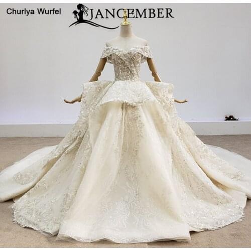 HTL1528 Wedding Dress Lace New Design 2020 Off The Shoulder Wedding Dress Luxury Crystal Beading Robes De Mariée