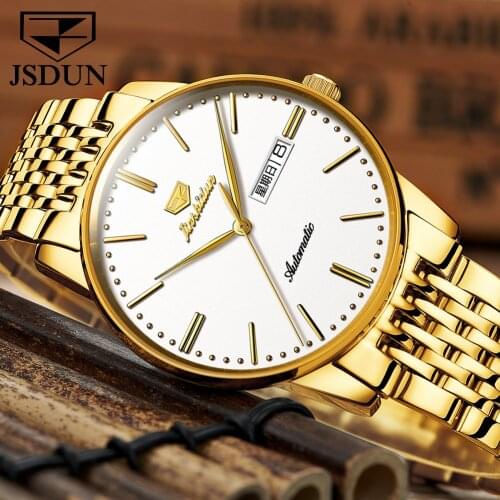 JSDUN 2021 Top Brand Sports Luminous Watch Stainless Steel Fashion Luxury Waterproof Mechanical Mens Watch Relogio Masculino