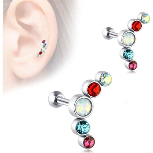 JUNLOWPY Stud CZ Stud Earrings 316L Stainless Steel Ear Helix Conch Cartilage Piercing Tragus Barbell Earrings Stud