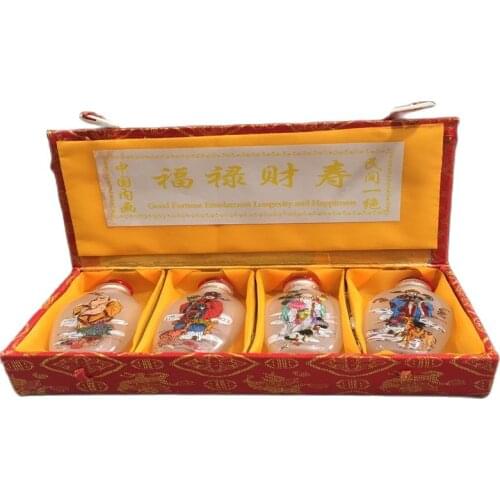 Chinese Unique old beijing Painting snuff bottle inside painted four combinations Characters pattern