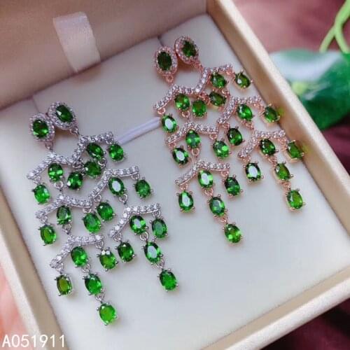 KJJEAXCMY fine jewelry natural diopside 925 sterling silver women earrings support test luxury