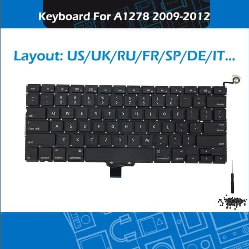 Laptop A1278 Keyboard US UK Layout for Macbook Pro 13" Unibody A1278 Replacement Keyboard 2009-2012