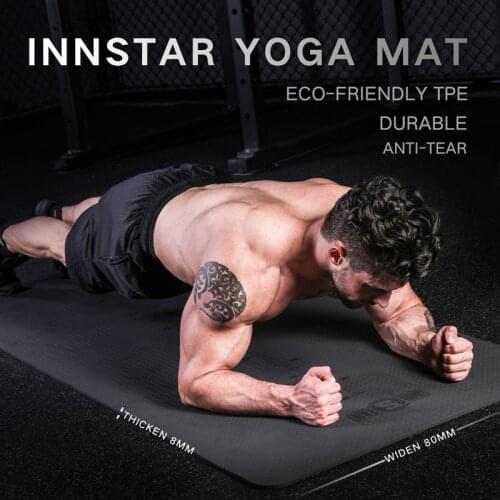 INNSTAR TPE Yoga Mat Sports Fitness 183*80*0.8cm Non-slip Pilates Mats Home Gym Gymnastics Exercise Pad with Position Line