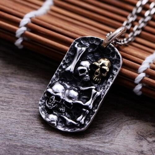 2019 New 100% ture s925 Silver Jewelry Thai Silver Pendant for Man Personality Embossed 925 Silver skull Mens Pendant