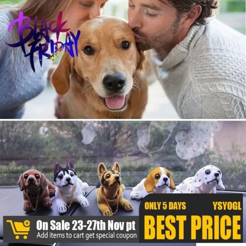 Cute Funny Car Dashboard Doll Nodding Dog Shaking Head Resin Simulation Car Dog Toy Ornament Car Accessories Interior Girl Women